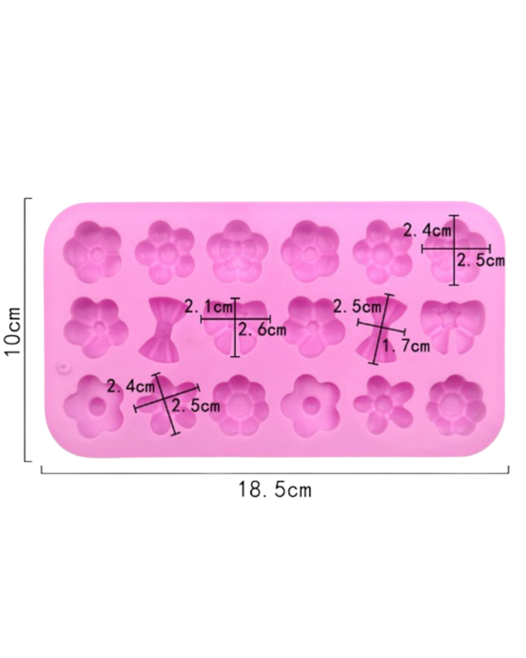 Molde de silicona moños y flores Mini 18 Cav