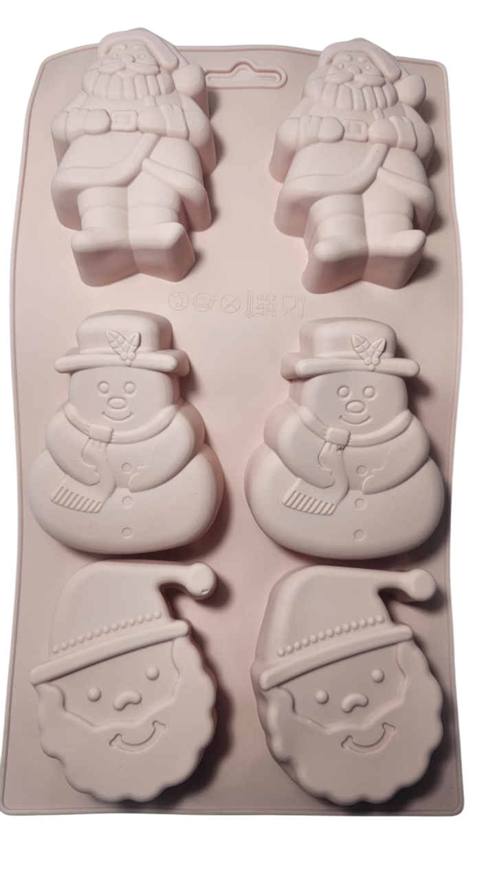 Molde papá noel y muñeco de nieve 6 cav