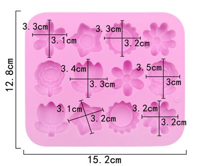 Molde de silicona Flores variadas 12 Cav