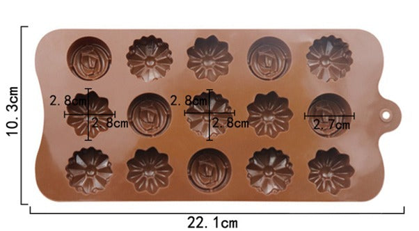 Molde de silicona mini flores variadas 15 cavidades