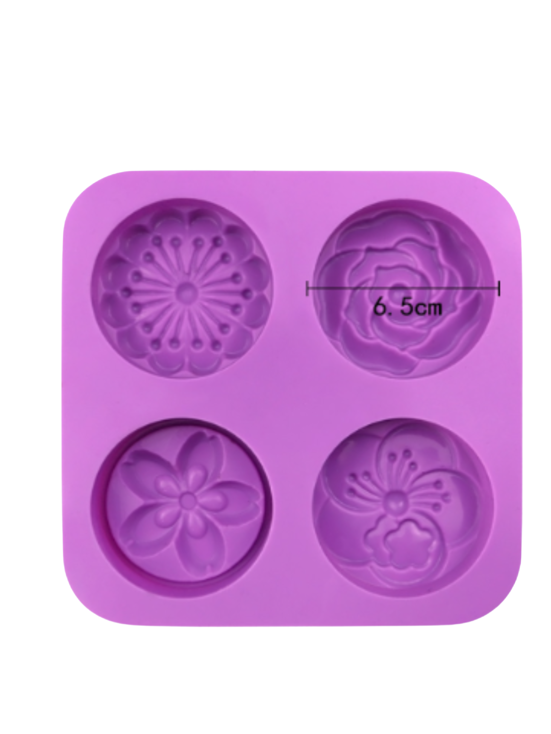 Molde de silicona – 4  cavidades con flores M  variadas