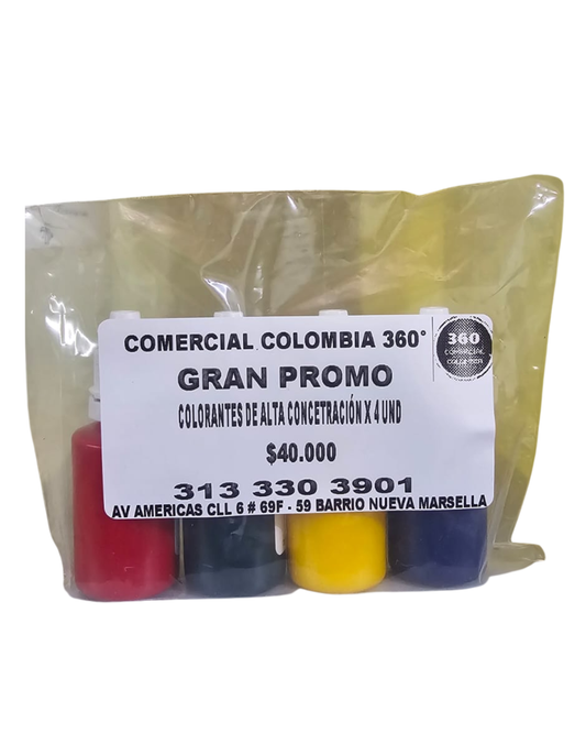 Colorantes alta concentracion x4 unidades