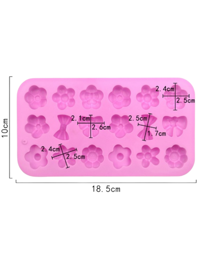 Molde de silicona moños y flores Mini 18 Cav