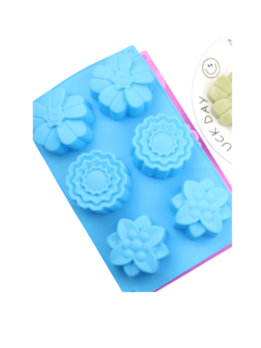 Molde de 6 cavidades con flores variadas