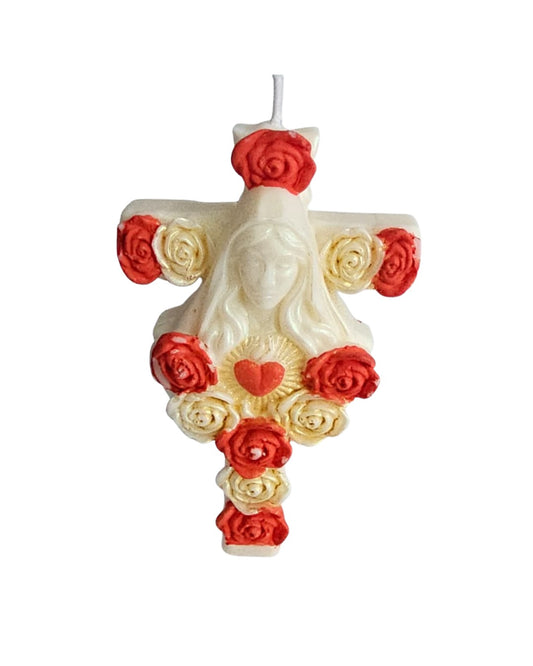 Virgen, Cruz, Rosas