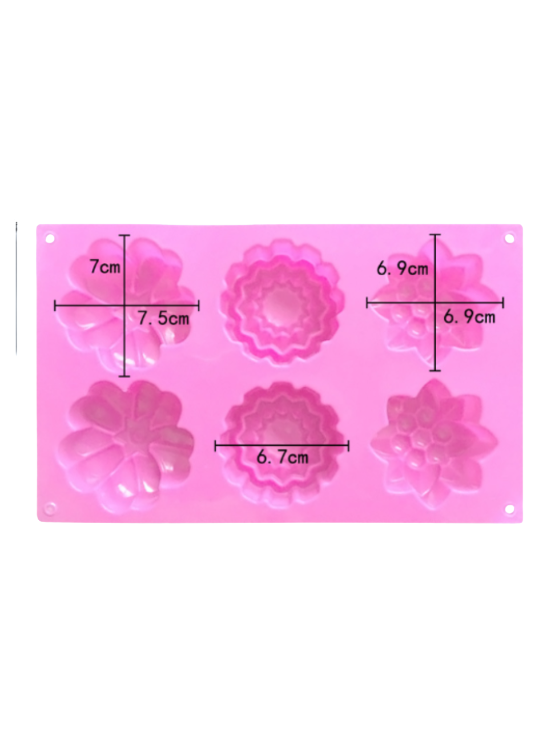 Molde de 6 cavidades con flores variadas