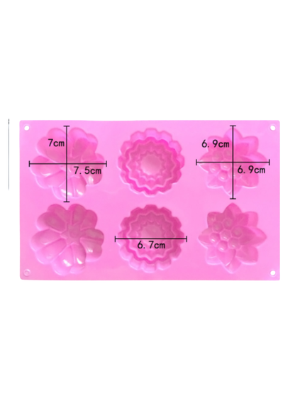 Molde de 6 cavidades con flores variadas