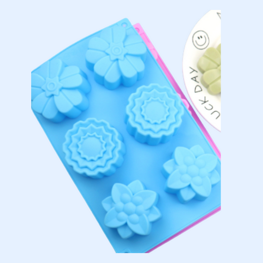 Molde de 6 cavidades con flores variadas