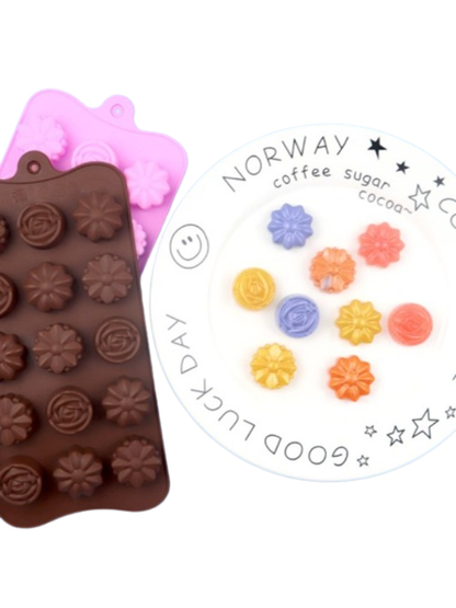 Molde de silicona mini flores variadas 15 cavidades