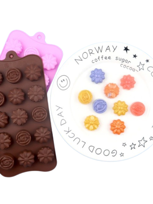Molde de silicona mini flores variadas 15 cavidades