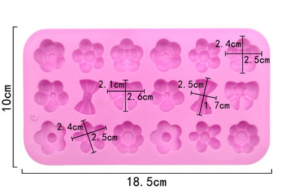 Molde de silicona moños y flores Mini 18 Cav