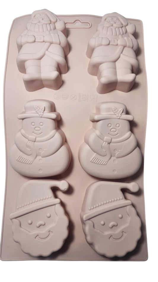 Molde papá noel y muñeco de nieve 6 cav