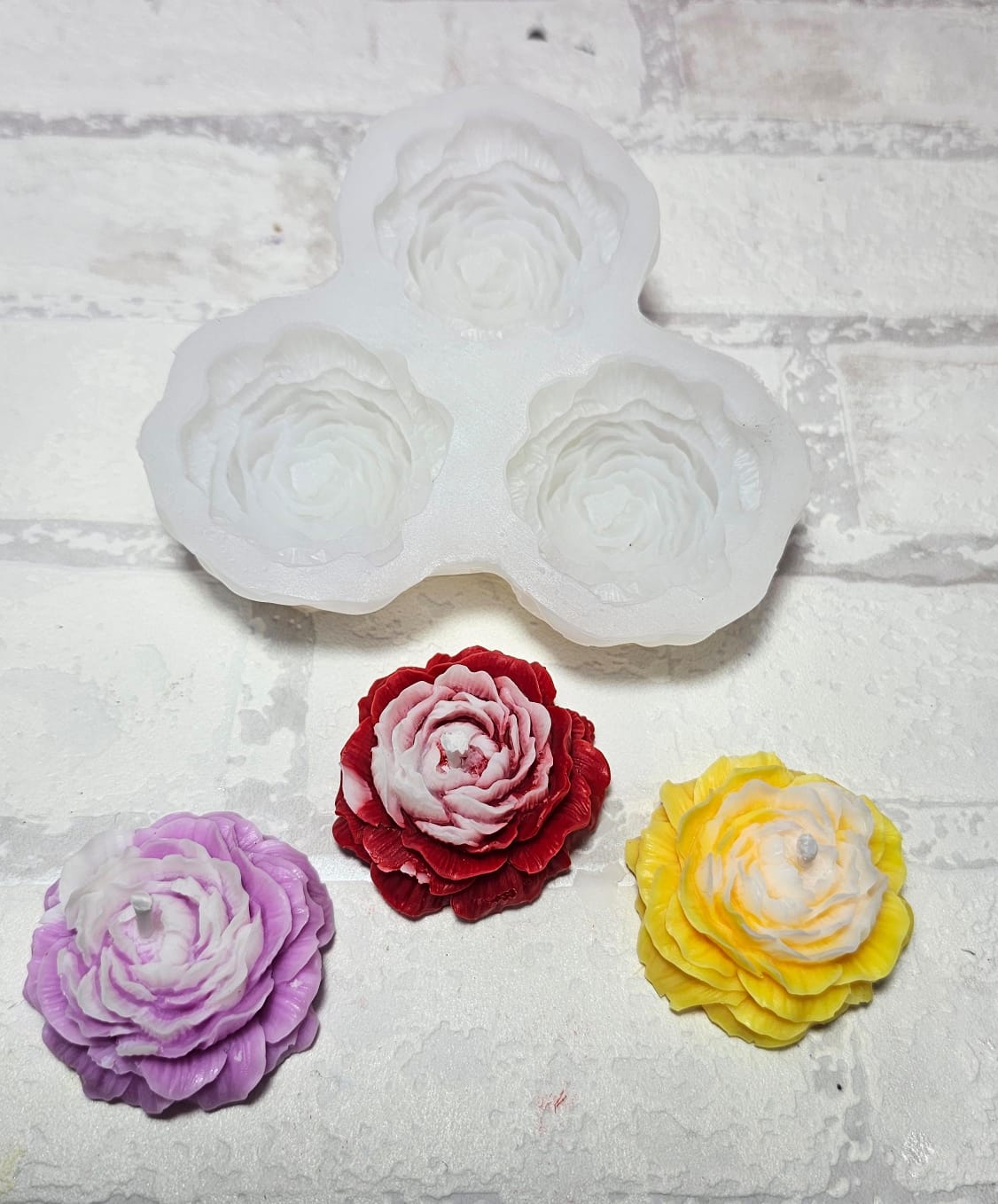 Rosa peony 3 cavidades