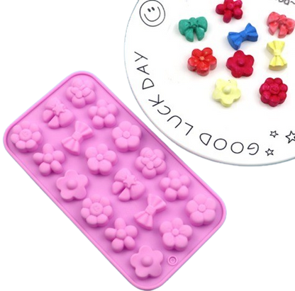 Molde de silicona moños y flores Mini 18 Cav
